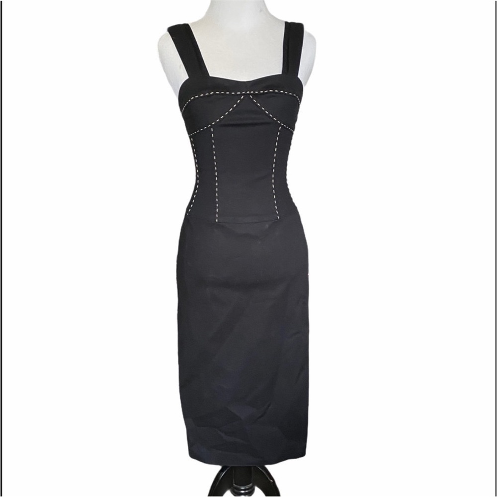 Elegant Black Sleeveless Bodycon Dress Abaete with stretch SZ 2